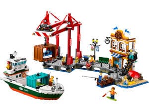 Seaside Harbor with Cargo Ship